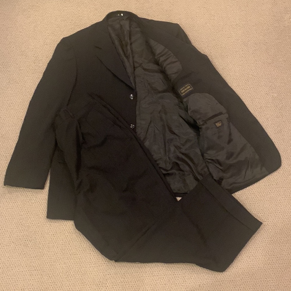 Pino Baldini - Vintage - Super 120’s - Black Wide Leg Suit Classic! View 4
